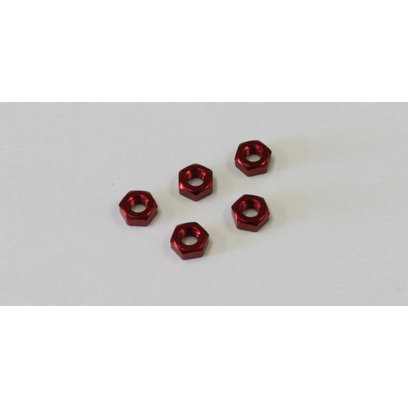 1-N3024A-R Nut(M3x2.4)(Aluminum/Red/5pcs)