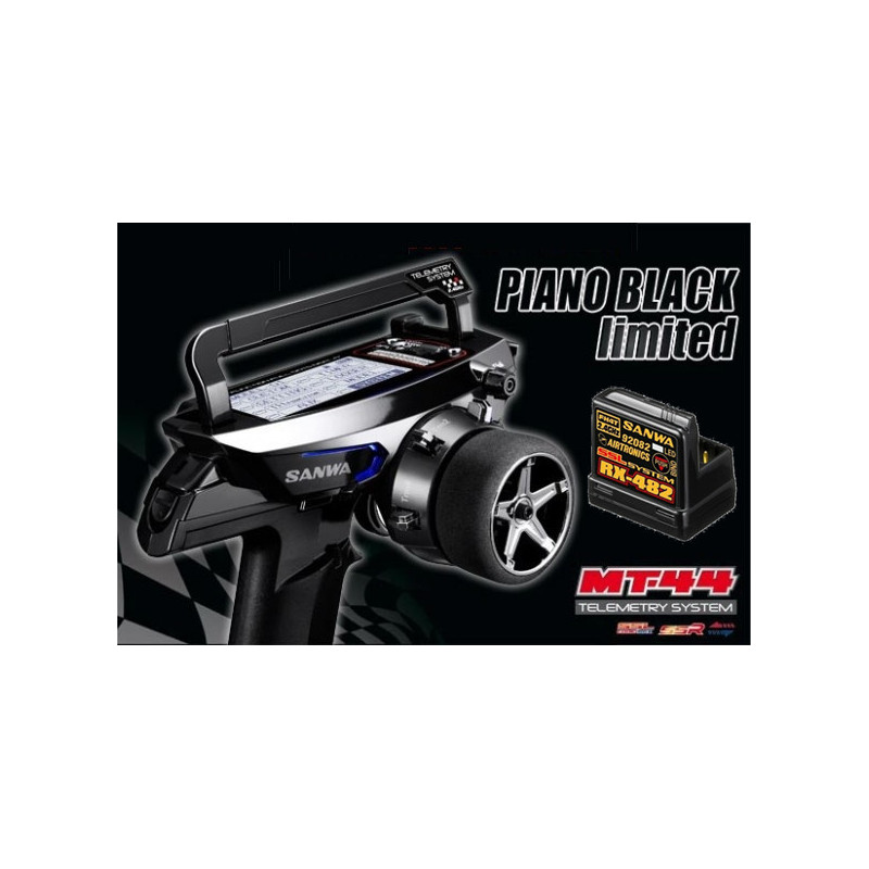 Sanwa MT44 Piano Black w/ RX-482 FH4T/FH3 4-Channel 2.4GHz Radio System MT44UVBK