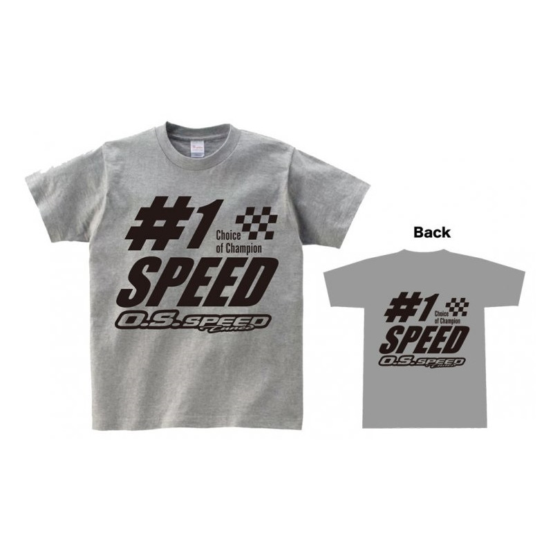 OS79883628 O.S.SPEED No.1 Cotton T-Shirt Gray (XL)