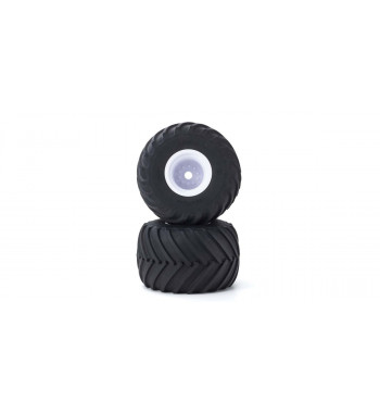 MATH001W Monster Tire with Wheel(White/V-Shaped/2pcs)