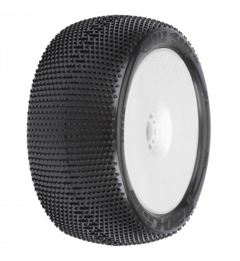 PLE9033-233 Hole Shot VTR 4.0" S3 (Soft) Off-Road 1:8 Truck Tires Mounted on White Zero offset VTR Wheels (2) for Front or Rear