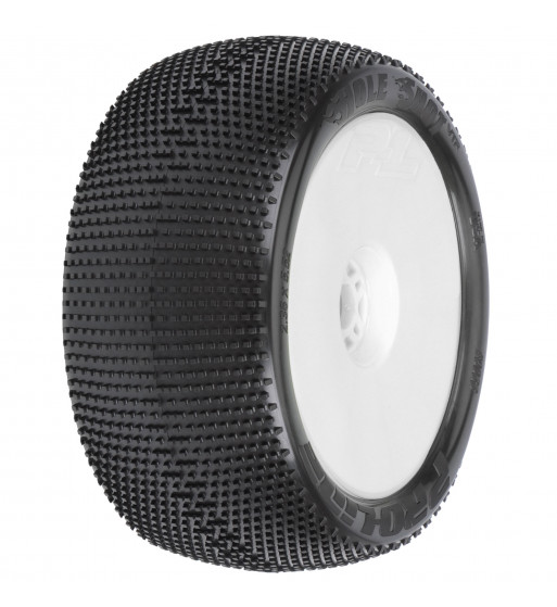 PLE9033-233 Hole Shot VTR 4.0" S3 (Soft) Off-Road 1:8 Truck Tires Mounted on White Zero offset VTR Wheels (2) for Front or Rear