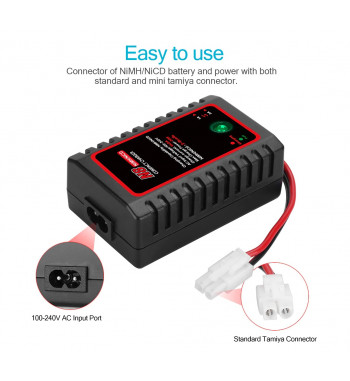HTRCN8 Nimh Nicd Battery Charger 110-240V 2A 20W AC Compact Charger For 2s-8s