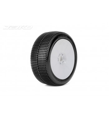 JETKO POWER STING PRE-GLUED WITH WHITE WHEEL 1/8 BUGGY RACING TIRE 1 PAIR