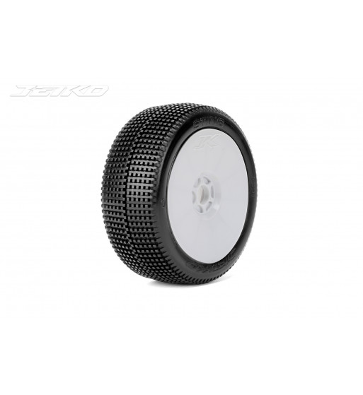 JETKO POWER STING PRE-GLUED WITH WHITE WHEEL 1/8 BUGGY RACING TIRE 1 PAIR