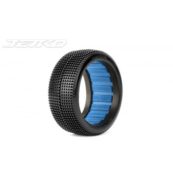 JETKO POWER STING PRE-GLUED WITH WHITE WHEEL 1/8 BUGGY RACING TIRE 1 PAIR