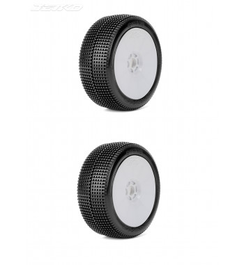 JETKO POWER STING PRE-GLUED WITH WHITE WHEEL 1/8 BUGGY RACING TIRE 1 PAIR