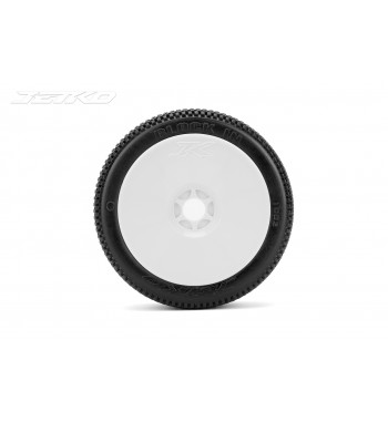 JETKO POWER BLOCK IN PRE-GLUED WITH WHITE WHEEL 1/8 BUGGY RACING TIRE 1 PAIR