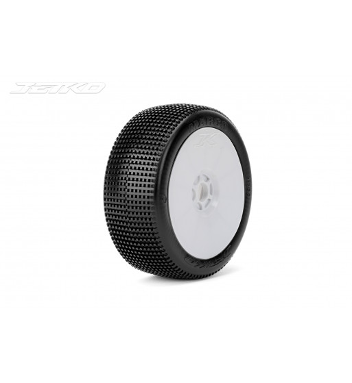 JETKO POWER MARCO PRE-GLUED WITH WHITE WHEEL 1/8 BUGGY RACING TIRE 1 PAIR