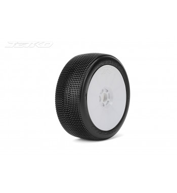 JETKO POWER LESNAR PRE-GLUED WITH WHITE WHEEL 1/8 BUGGY RACING TIRE 1 PAIR