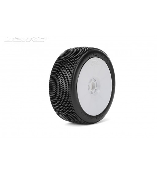 JETKO POWER LESNAR PRE-GLUED WITH WHITE WHEEL 1/8 BUGGY RACING TIRE 1 PAIR