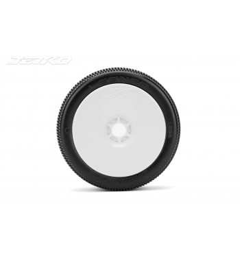 JETKO POWER LESNAR PRE-GLUED WITH WHITE WHEEL 1/8 BUGGY RACING TIRE 1 PAIR
