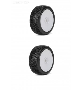 JETKO POWER LESNAR PRE-GLUED WITH WHITE WHEEL 1/8 BUGGY RACING TIRE 1 PAIR