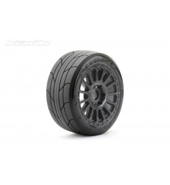 JETKO POWER SUPER SONIC MEDIUM SOFT PRE-GLUED WITH BLACK WHEEL 1/8 BUGGY ONROAD TIRE 1 PAIR