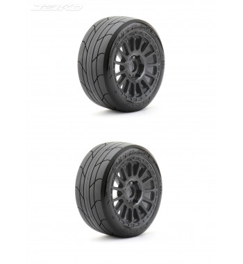 JETKO POWER SUPER SONIC MEDIUM SOFT PRE-GLUED WITH BLACK WHEEL 1/8 BUGGY ONROAD TIRE 1 PAIR