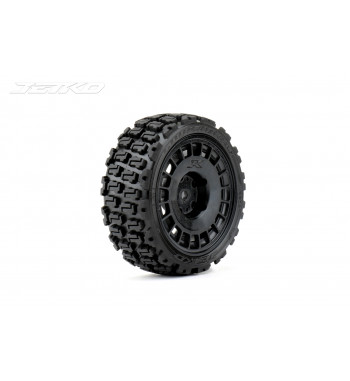 JETKO POWER COURAGIA MEDIUM SOFT PRE-GLUED WITH BLACK WHEEL 1/10 RALLY 4 TIRES