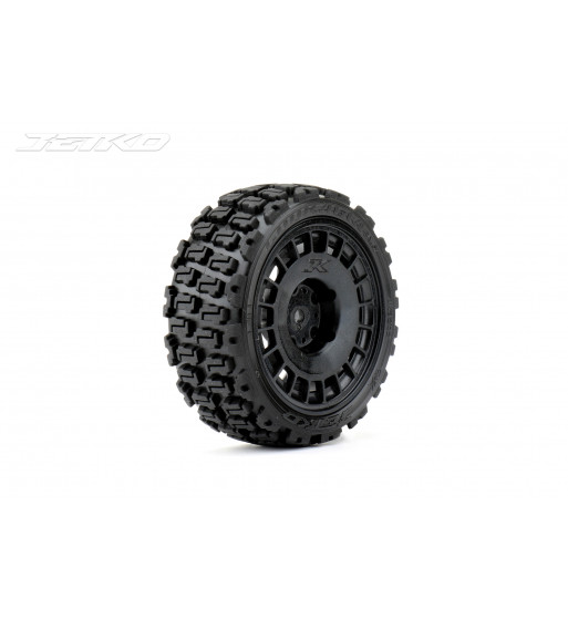 JETKO POWER COURAGIA MEDIUM SOFT PRE-GLUED WITH BLACK WHEEL 1/10 RALLY 4 TIRES