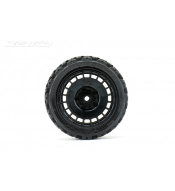 JETKO POWER COURAGIA MEDIUM SOFT PRE-GLUED WITH BLACK WHEEL 1/10 RALLY 4 TIRES