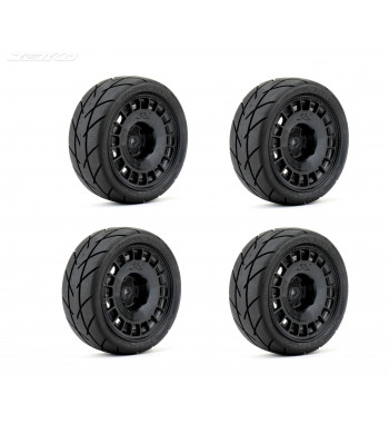 JETKO POWER EVOLUTION MEDIUM SOFT PRE-GLUED WITH BLACK WHEEL 1/10 ONROAD 4 TIRES