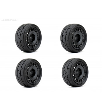 JETKO POWER FORMULA MEDIUM SOFT PRE-GLUED WITH BLACK WHEEL 1/10 ONROAD 4 TIRES
