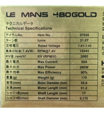 37035 LE MANS 480 GOLD Brushless Motor 21.5T