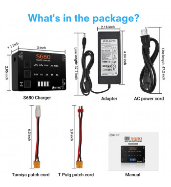 HTRCS680 Mini Smart Battery Charger AC DC 80W 6A For RC 1-6S Lipo/Life/LiHv/Lilon/NiMh Batteries Balance Charger
