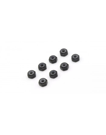 MZW128BK M2 Alu. Nylon Color Nut 8pcs (Black)