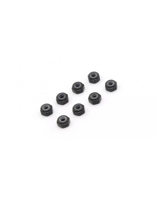 MZW128BK M2 Alu. Nylon Color Nut 8pcs (Black)