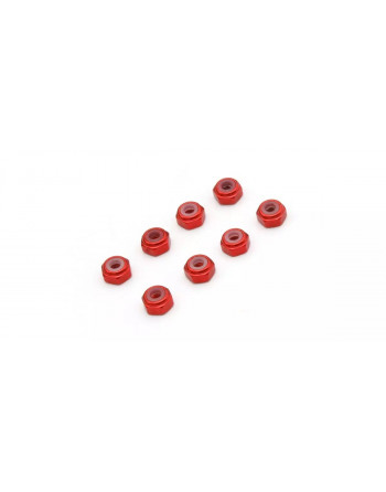 MZW128R M2 Alu. Nylon Color Nut 8pcs (Red)